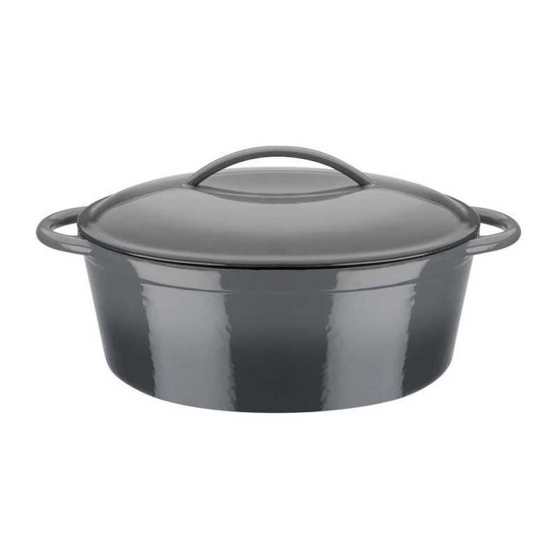 Solid cast iron casserole dish - GSW - GRAY SHADOW - 33 x 25 cm - Oval - Induction - Gray