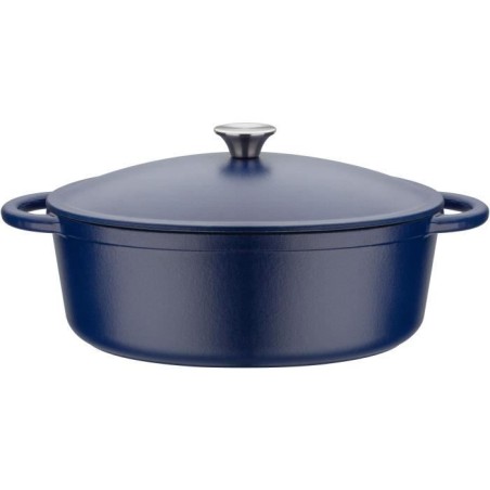 Cocotte fonte massive - GSW - BLUE MAGIC - 33 x 25 cm - Ovale - Induction - Bleu