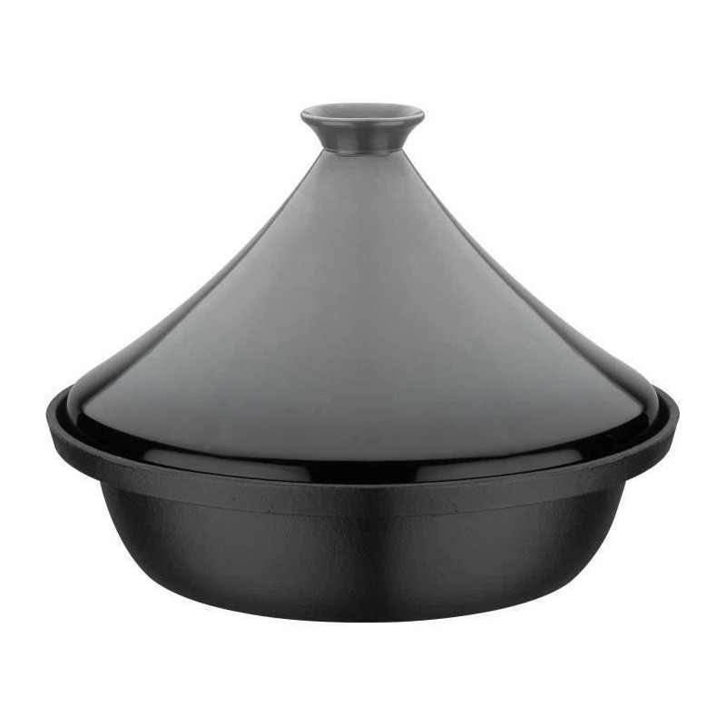 Tajine fonte massive - GSW - 30 x 22 cm - Couvercle céramique - Induction - Gris
