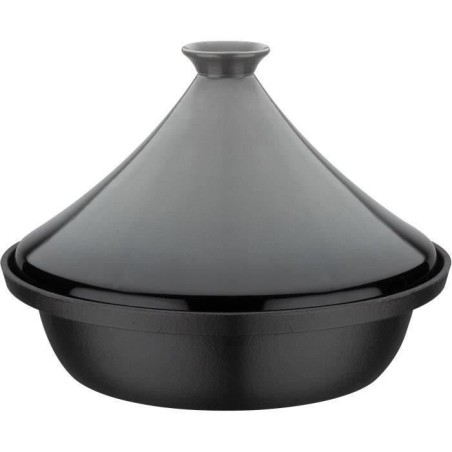 Solid cast iron tagine - GSW - 30 x 22 cm - Ceramic lid - Induction - Grey