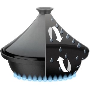 Solid cast iron tagine - GSW - 30 x 22 cm - Ceramic lid - Induction - Grey