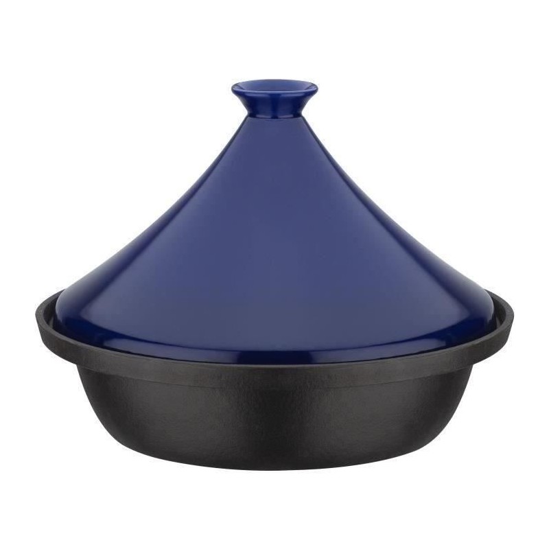 Tajine fonte massive - GSW - 30 x 22 cm - Couvercle céramique - Induction - Bleu