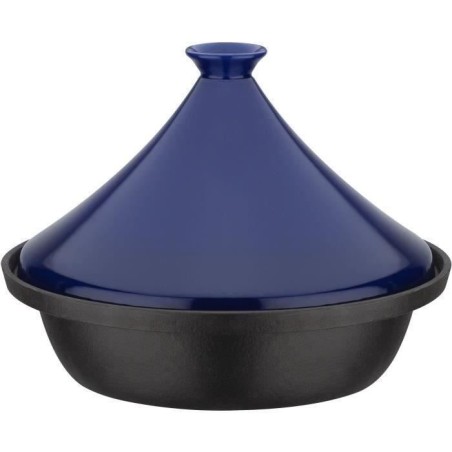 Solid cast iron tagine - GSW - 30 x 22 cm - Ceramic lid - Induction - Blue