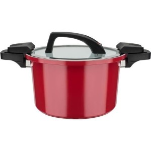 Cuiseur basse pression - GSW - 24 cm - 6 L - Aluminium forgé - Induction - Rouge