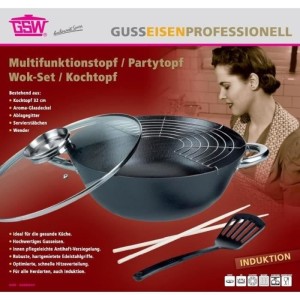 5-piece multi-function wok - GSW - 860956 - Cast steel - 32 cm - Su...