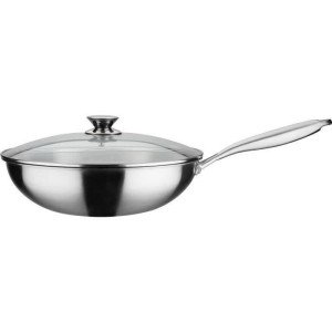 GSW Wok pro mit Deckel - Ø 32 cm - 3-PLY-Boden - Genieteter Griff -...