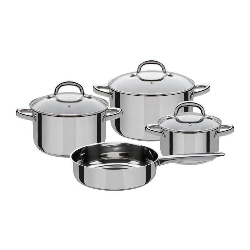 Batterie de cuisine 4 pcs - GSW - MONTREAL - 3 marmites et 1 poele - Induction - Acier inoxydable