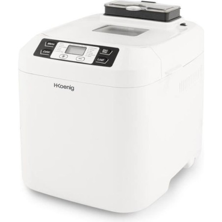 Machine a pain HKoeNIG - BAKE340 - 12 programmes - 3 niveaux de cuisson - Jusqu'a 800g de pain - 550W - Blanc