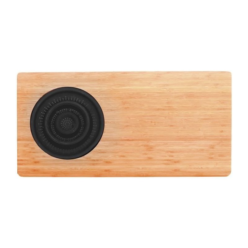Planche a découper en bambou - JOCCA - Passoire en plastique - 58 x 29 x 1,8 cm - Naturel et noir