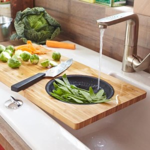 JOCCA - 1633N - Bamboo Cutting Board with Strainer - Black |  Cooki...