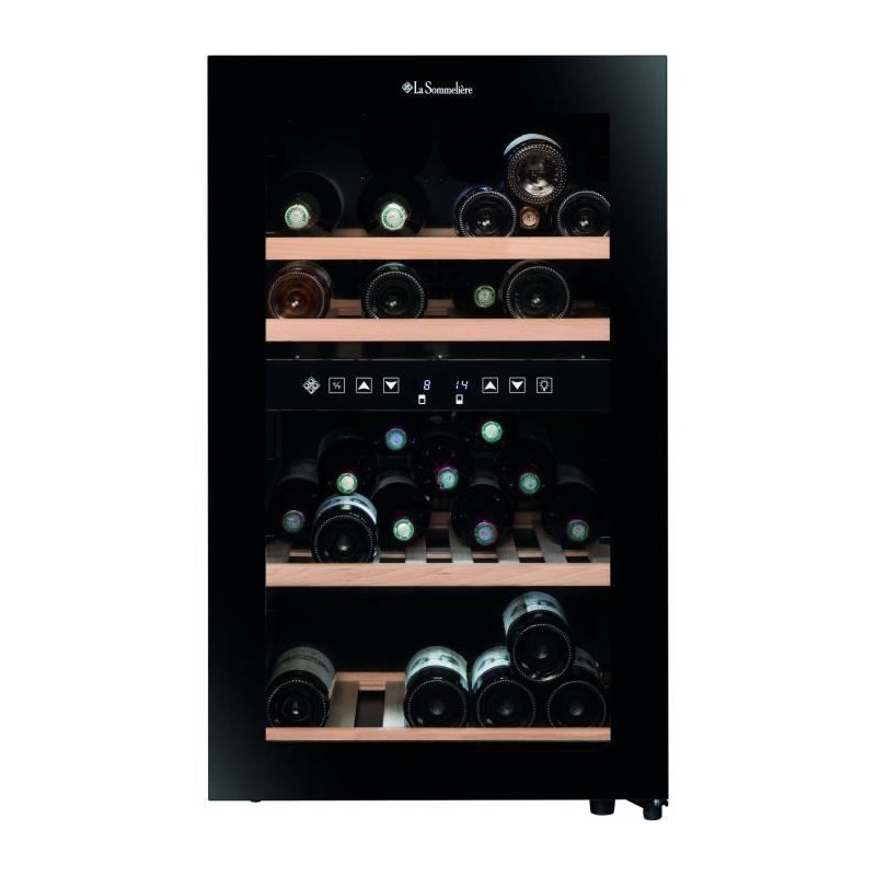 Weinschrank - LA SOMMELIERE - SLS45DZ - 45 Flaschen - Glastür - Klasse G - Schwarz