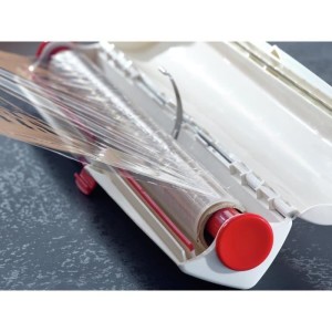 Dérouleur coupe-film Leifheit Perfect Cut 23051, coupe-film étirable pour film alimentaire et papier aluminium de max. 33 cm,