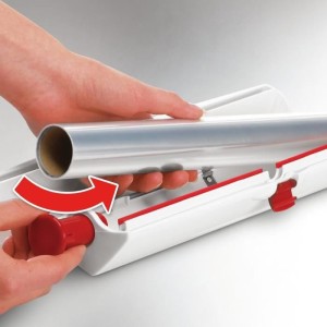 Dérouleur coupe-film Leifheit Perfect Cut 23051, coupe-film étirable pour film alimentaire et papier aluminium de max. 33 cm,