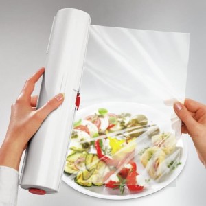 Dérouleur coupe-film Leifheit Perfect Cut 23051, coupe-film étirable pour film alimentaire et papier aluminium de max. 33 cm,