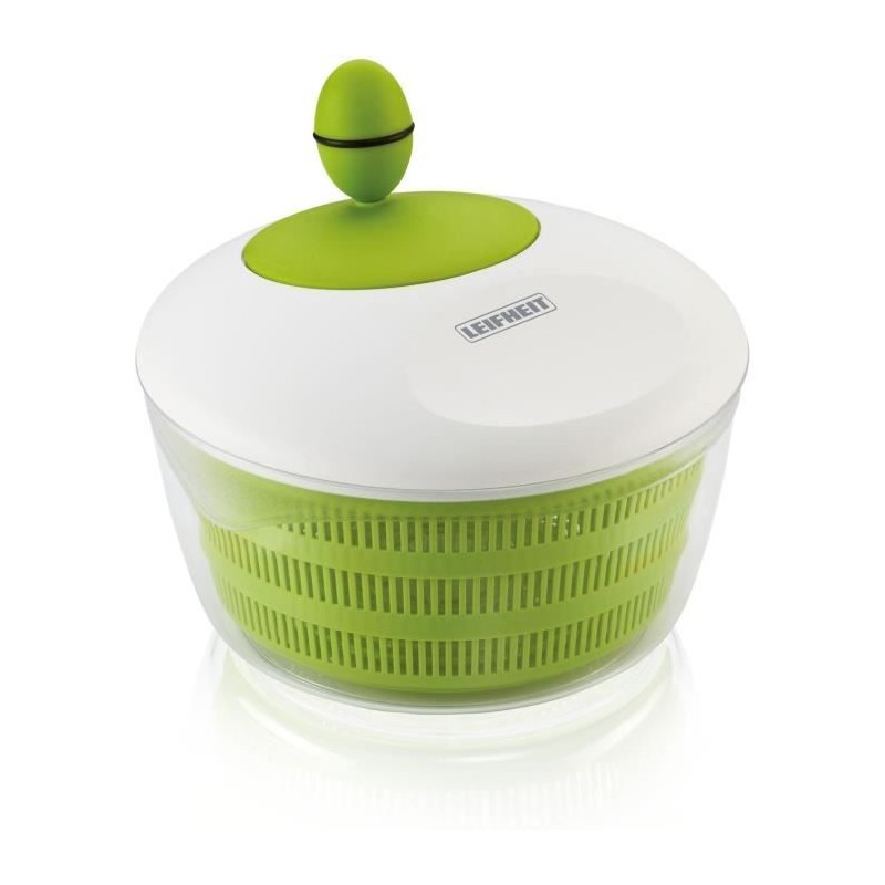 Essoreuse a salade Leifheit Trend 23069 - capacité de 4L - poignée ergonomique et mécanisme d'essorage a manivelle - blanc et