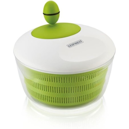 Essoreuse a salade Leifheit Trend 23069 - capacité de 4L - poignée ergonomique et mécanisme d'essorage a manivelle - blanc et