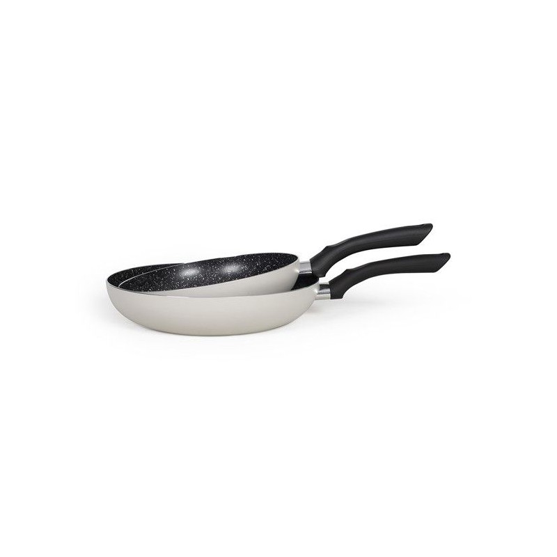 Set de 2 poeles aspect pierre - LIVOO - MEN124GR - Revetement antiadhésif - Ø 24 et 28 cm - Manche silicone - Tous feux