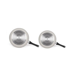 Set de 2 poeles aspect pierre - LIVOO - MEN124GR - Revetement antiadhésif - Ø 24 et 28 cm - Manche silicone - Tous feux