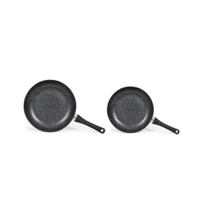 Set de 2 poeles aspect pierre - LIVOO - MEN124GR - Revetement antiadhésif - Ø 24 et 28 cm - Manche silicone - Tous feux
