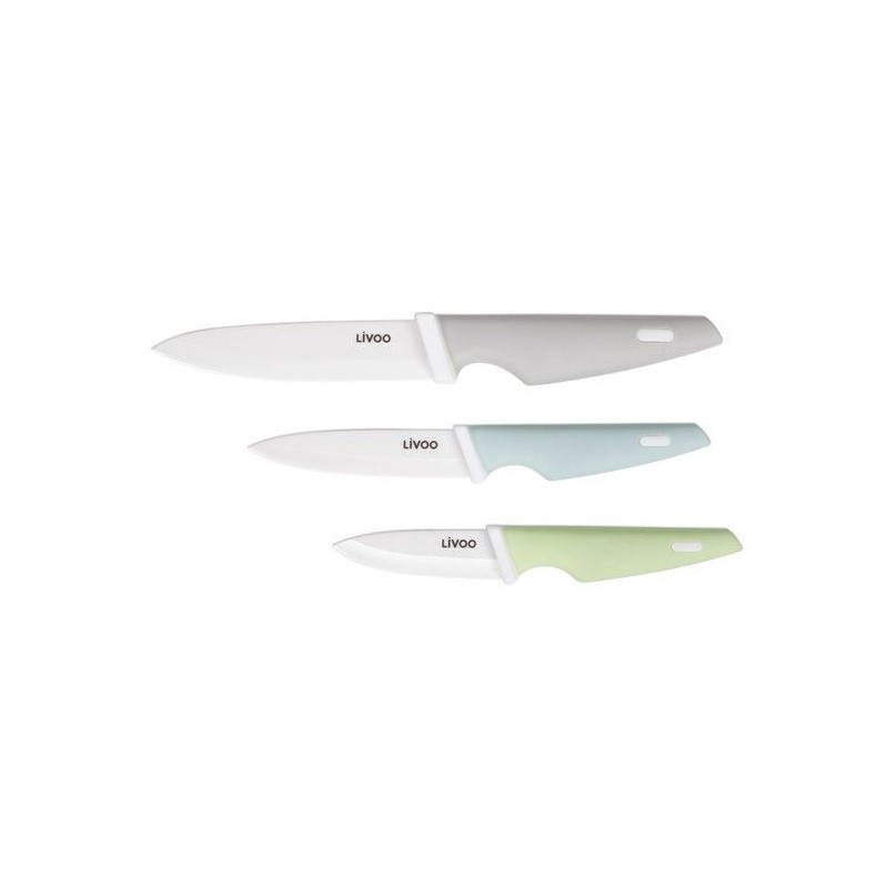 3-piece knife block - LIVOO - MEC137 - 7.5 / 10 / 12.5 cm - Ceramic blade - Dishwasher safe