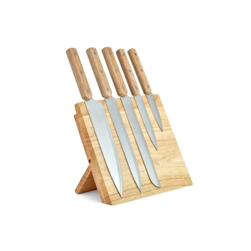 Set de 5 couteaux - LIVOO - MEC136 - 20 a 32,5 cm - Lame acier inoxydable - Support magnétique