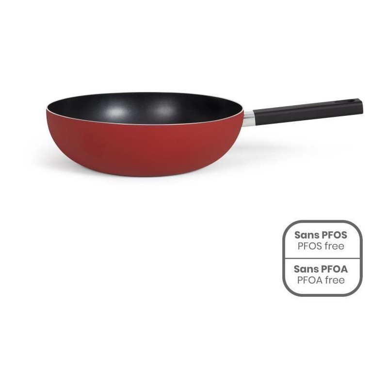 Wok - LIVOO - MEP156R - 32 cm - Antiadhésif sans PFOA ni PFOS - Manche silicone - Tous feux dont induction