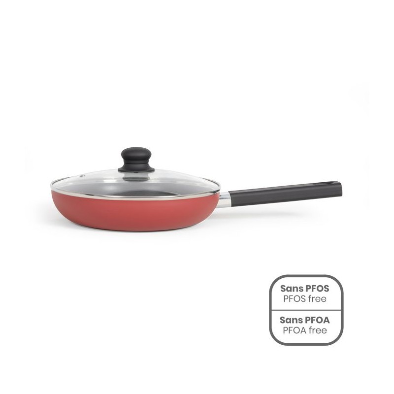 Sauteuse - LIVOO MEP153R - 26 cm - Antiadhésif sans PFOA ni PFOS - Poignée silicone - Tous feux dont induction - Rouge