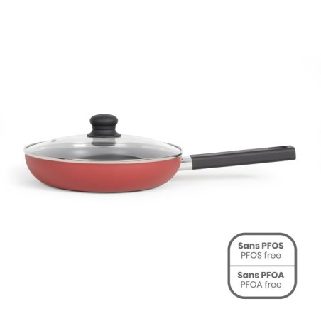 Sauteuse - LIVOO MEP153R - 26 cm - Antiadhésif sans PFOA ni PFOS - Poignée silicone - Tous feux dont induction - Rouge