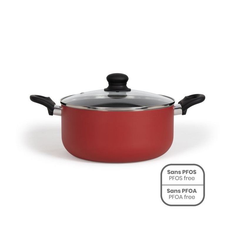 Faitout - LIVOO - MEP150R - 24 cm - Antiadhésif sans PFOA ni PFOS - Poignées silicone - Tous feux dont induction