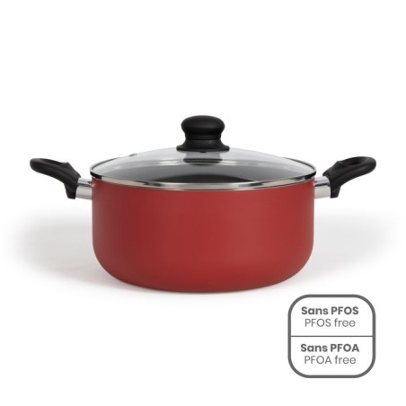 24 cm Dutch Oven - LIVOO - MEP150R - Antihaftbeschichtung ohne PFOA oder PFOS - Silikongriffe - Geeignet für alle Herdarten, ei