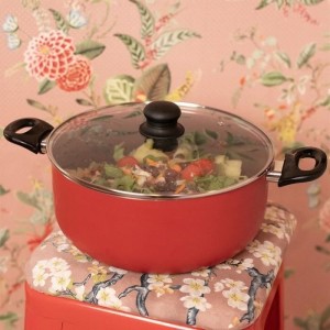 24 cm Dutch Oven - LIVOO - MEP150R - Antihaftbeschichtung ohne PFOA oder PFOS - Silikongriffe - Geeignet für alle Herdarten, ei