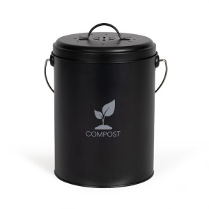 Seau a compost de cuisine - LIVOO - MES154N - 6 L - Ø18 cm - Hauteur 23 cm - Corps et couvercle en métal - Filtre charbon