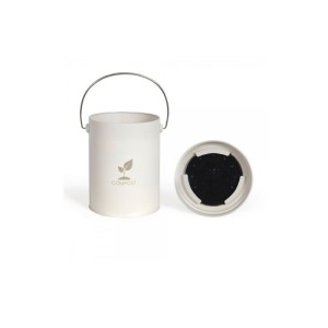 Seau a compost de cuisine - LIVOO - MES154C - 6 L - Ø18 cm - Hauteur 23 cm - Corps et couvercle en métal - Filtre charbon
