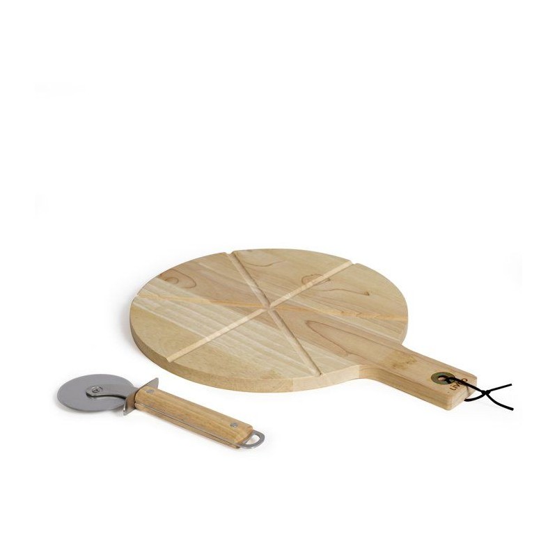 Set a pizza - LIVOO - MES138 - 40 x 30 x 1,5 cm - 1 roulette a pizza - En bois d'hévéa