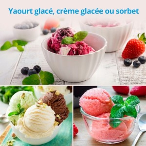 Sorbetiere Yaourtiere - MEDION MD18387 – 150W – de -18 a -35°C – 1,5L de glace – Écran LCD – Noir/Alu