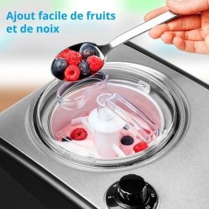 Sorbetiere Yaourtiere - MEDION MD18387 – 150W – de -18 a -35°C – 1,5L de glace – Écran LCD – Noir/Alu