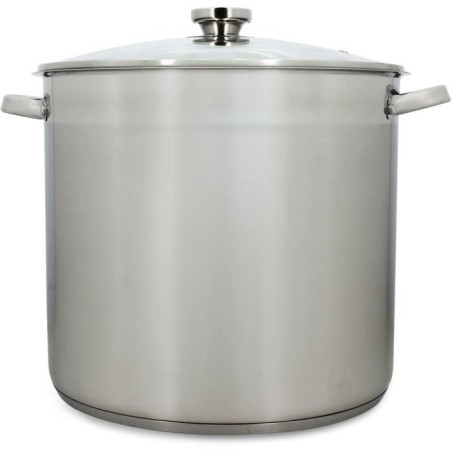 Marmite avec couvercle - MENASTYL - 4615451 - En acier inoxydable - 17 litres - 32 cm - Tous feux dont induction