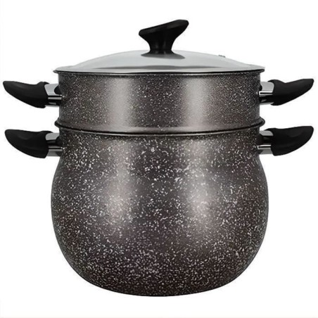 Couscoussier - MENASTYL - 6020033 - Marble effect aluminum - 9 liters - Suitable for all heat sources including induction
