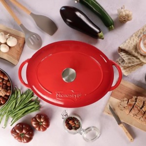 Casserole - MENASTYL - 6020102 - Oval - Enameled cast iron - Red - 6.5 liters