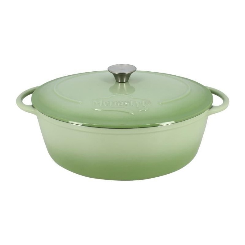 Cocotte - MENASTYL - 6020075 - Ronde - En fonte acier émaillé - Vert - 7 litres