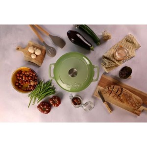 Cocotte - MENASTYL - 6020075 - Ronde - En fonte acier émaillé - Vert - 7 litres