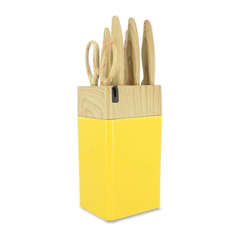 6-piece knife block - MENASTYL - 5041062 - Ceramic blade - Polypropylene - Saffron