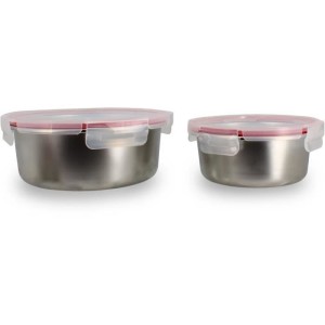 Set of 2 airtight containers with lids - MENASTYL - 5040178 - Stain...