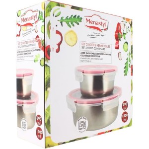 Set of 2 airtight containers with lids - MENASTYL - 5040178 - Stain...