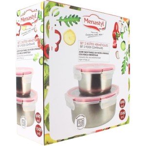 Set of 2 airtight containers with lids - MENASTYL - 5040178 - Stain...