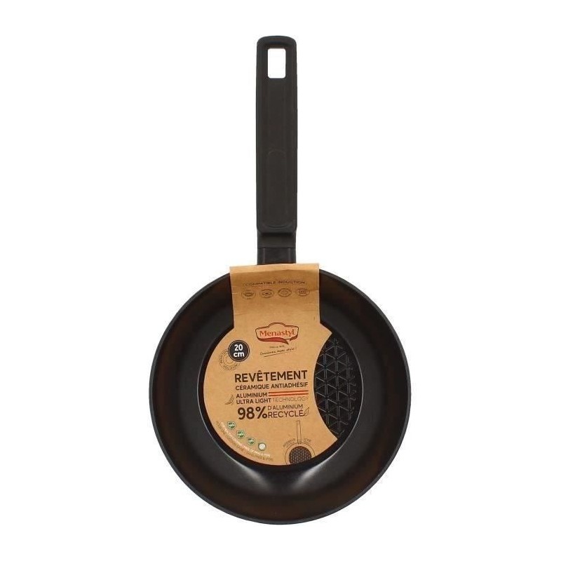 Frying pan - MENASTYL - 6020635 - Forged aluminum - 20 cm - Black - Suitable for all hobs including induction