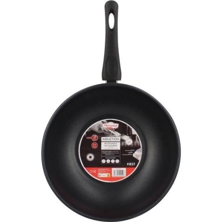 Wok - MENASTYL - 6020252 - Stainless steel - 28 cm - Suitable for all hobs including induction