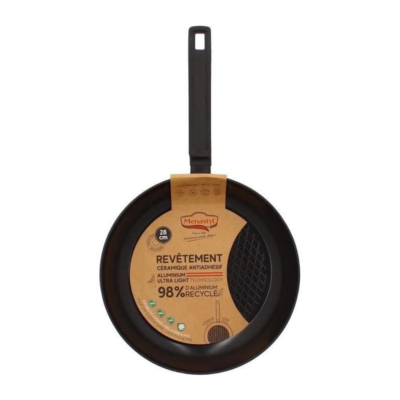 Frying pan - MENASTYL - 6020638 - Forged aluminum - 28 cm - Black - Suitable for all hobs including induction