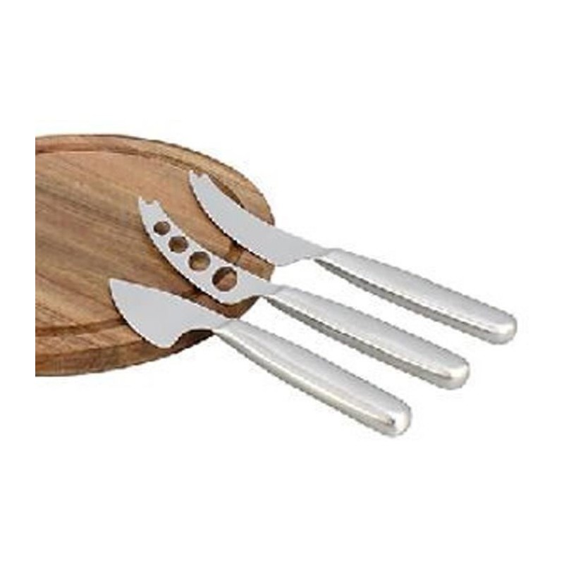 Schneidebrett - MENASTYL - 5040076 - Rechteckig - Akazienholz - Mit 3 Edelstahl-Käsemessern