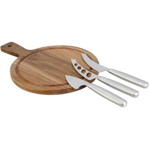 Schneidebrett - MENASTYL - 5040076 - Rechteckig - Akazienholz - Mit 3 Edelstahl-Käsemessern